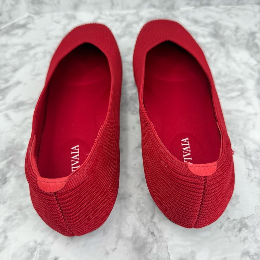 Women's Red Knit Ballet Flats - Comfortable Everyday Loafers - Picture 9 of 16